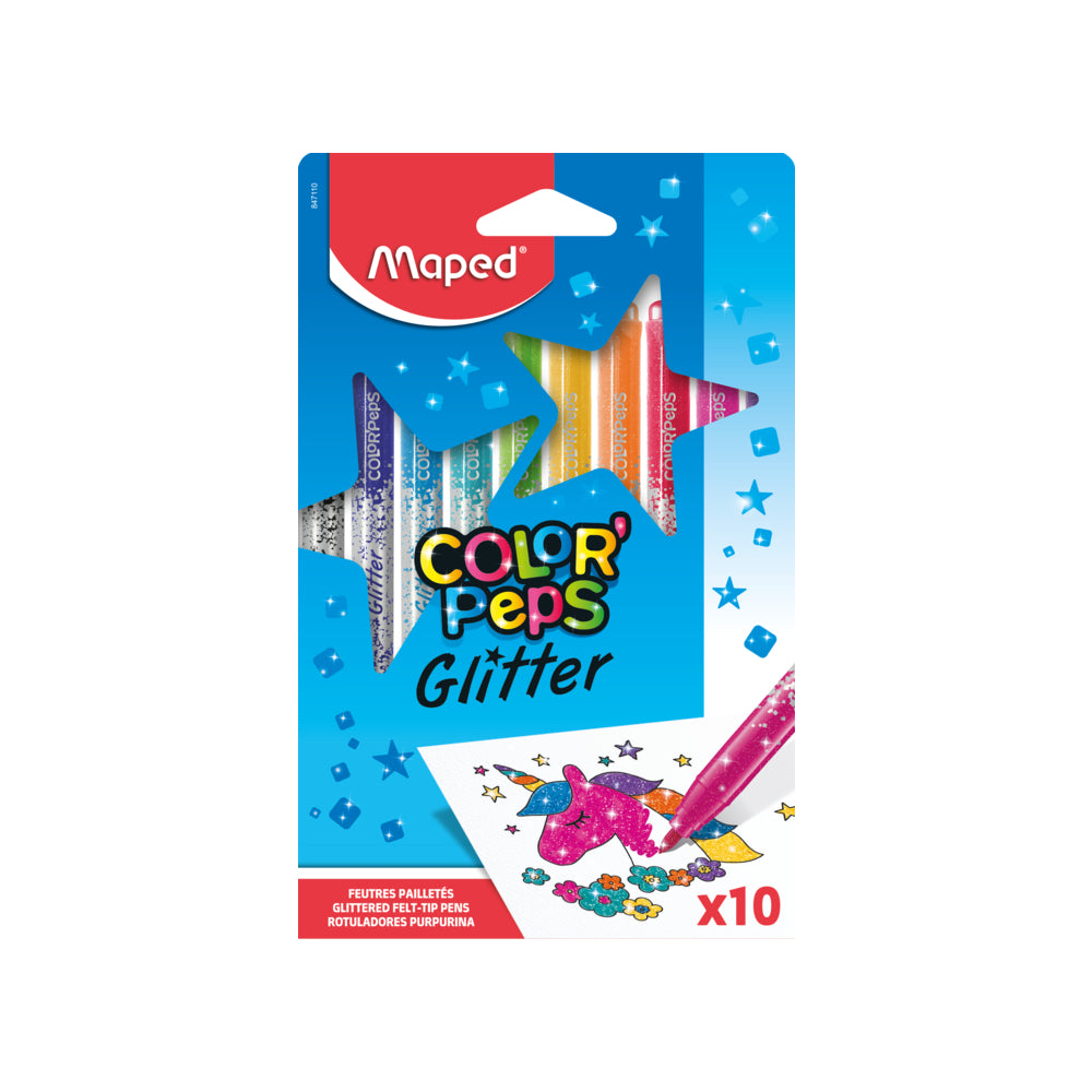 CANETA HIDROGRÁFICA COLORPEPS GLITTER 10 CORES