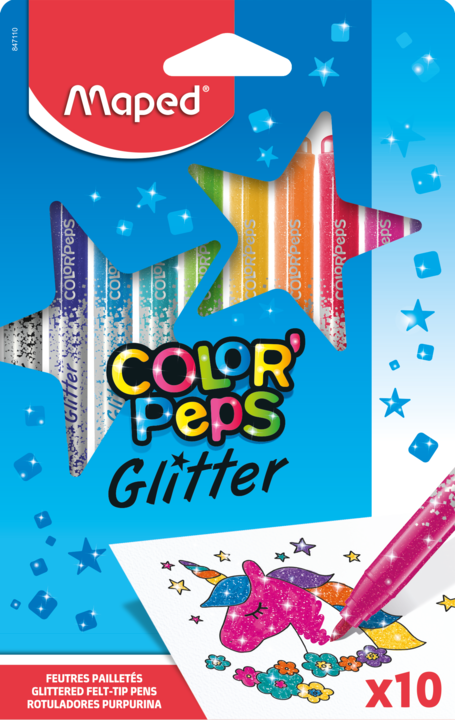 CANETA HIDROGRÁFICA COLORPEPS GLITTER 10 CORES